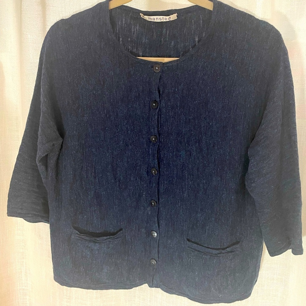 Mansted Navy‎ Cotton Cardigan EUC, Size Small-Oversized. Danish Designer